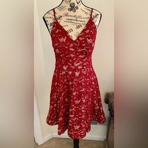 My Michelle MAROON / RED SEQUIN & LACE Formal Cocktail Party DRESS - Size 7